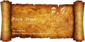 Peck Irma névjegykártya